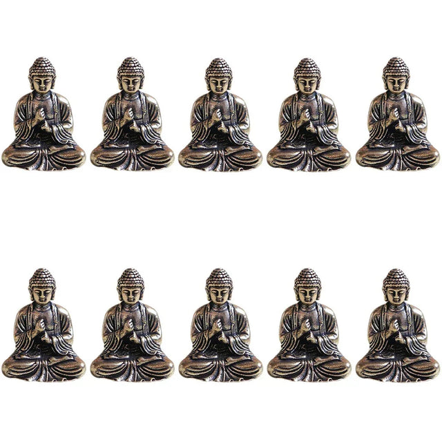 10 pieces mini brass sitting Buddha statue figure for travel Buddhism worship home office desk decoration