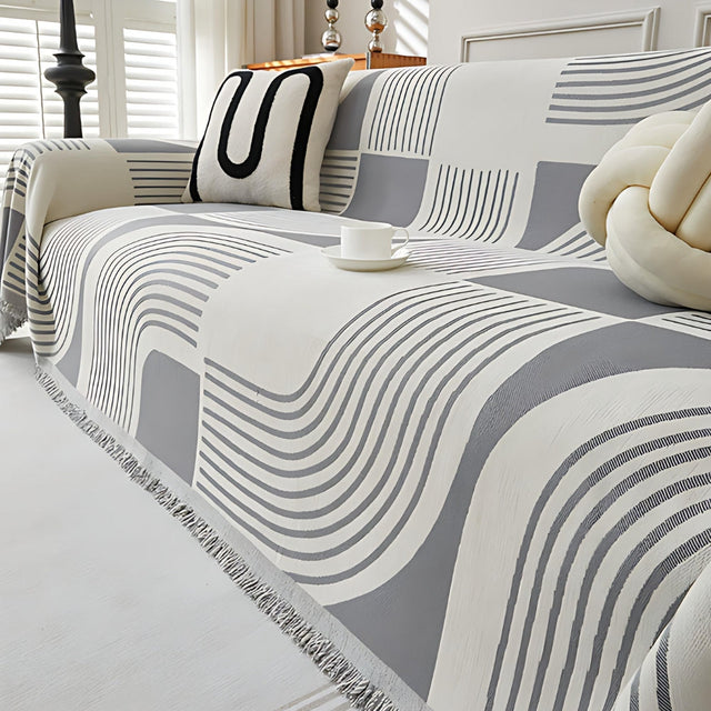 Wavy Stripe Boho Sofa Cover