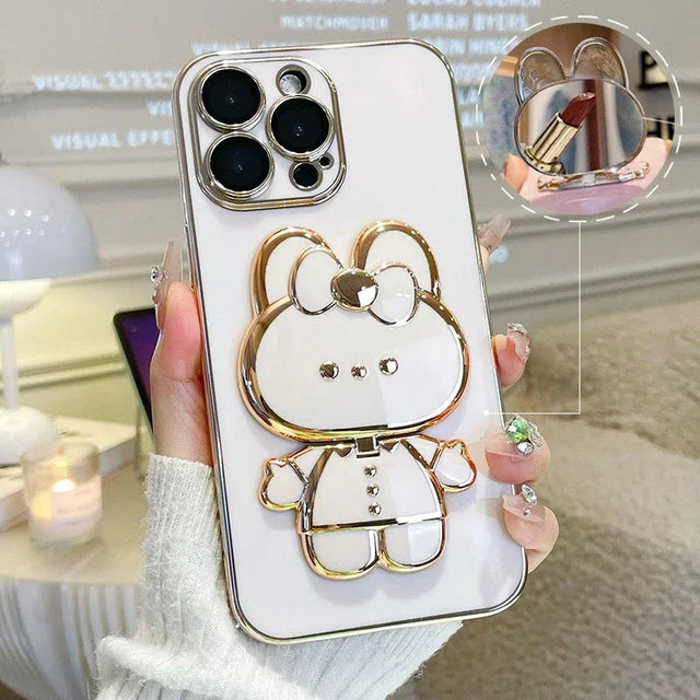 3D Bunny Korean Style Mirror iPhone Case