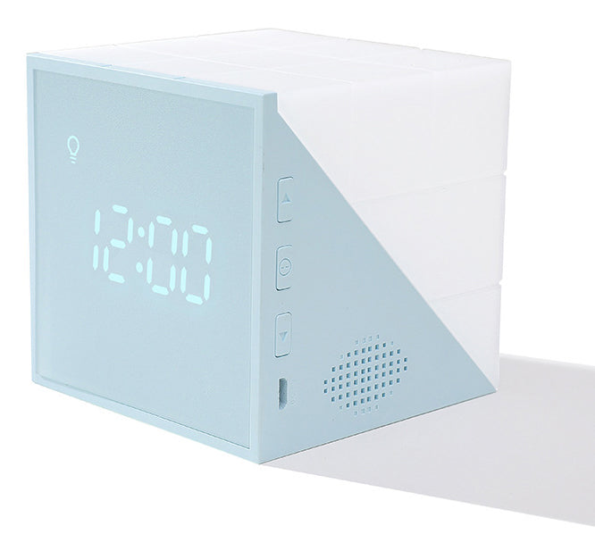 Cube Alarm Clock, with colorful Lights, Voice-control Night Light, Timer, Temperature Display and Long Battery Life, for Home &amp; Office