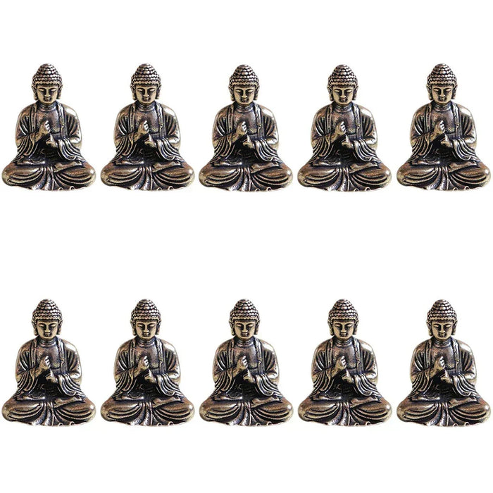 10 pieces mini brass sitting Buddha statue figure for travel Buddhism worship home office desk decoration