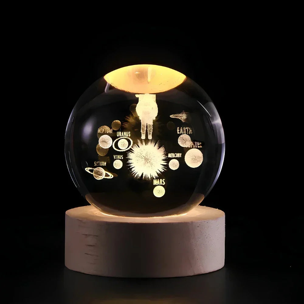 LED Night Light with 3D Crystal Sphere