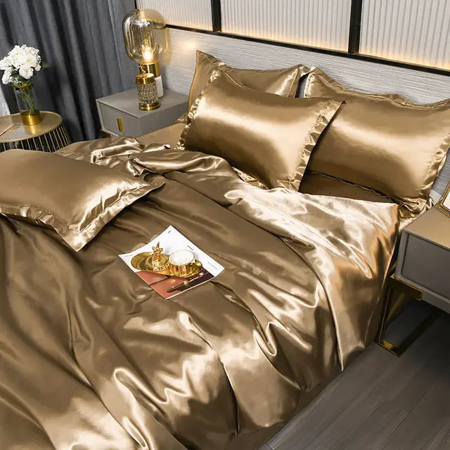 Luxury Solid Satin Duvet Cover - SilkSerenity