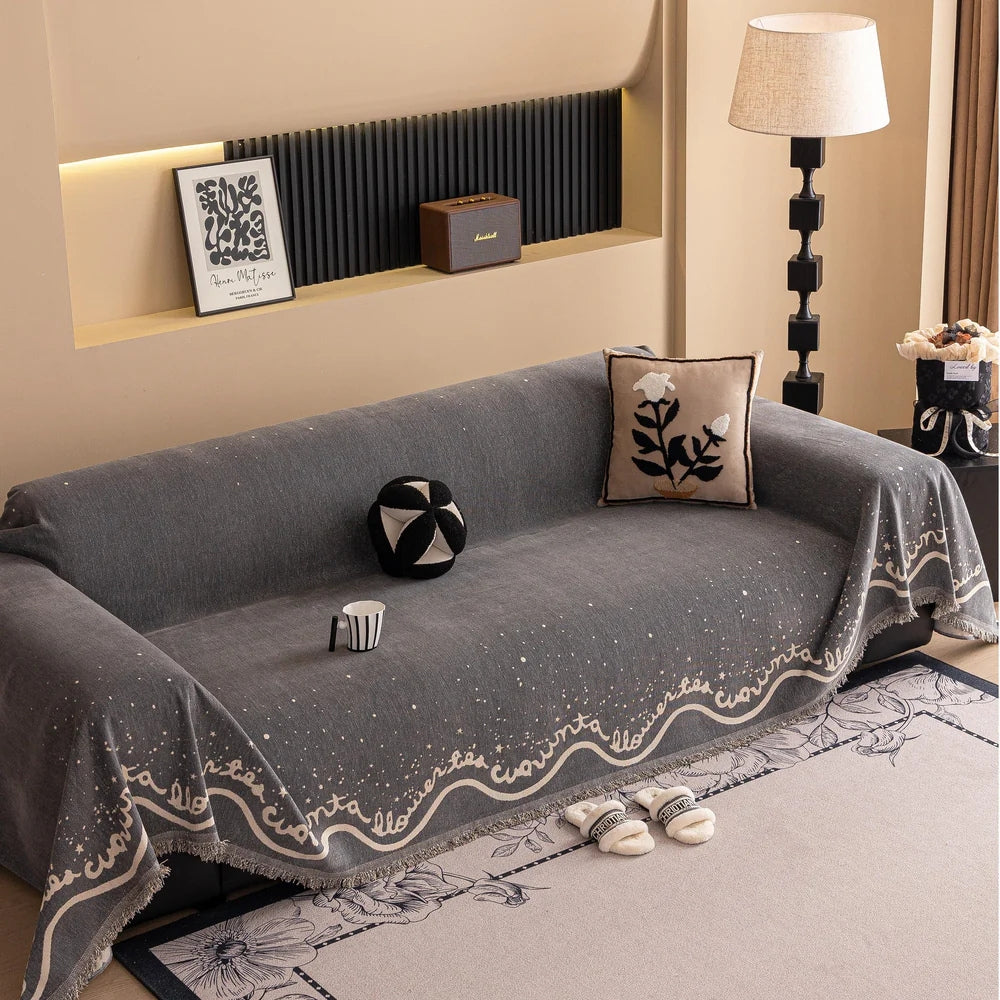 Cursive Glittering Chenille Sofa Cover