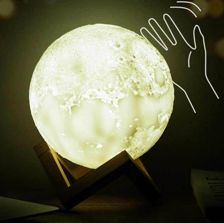 Creative Mini Rechargeable 3D Printed Moon 1-Light LED Table Lamp