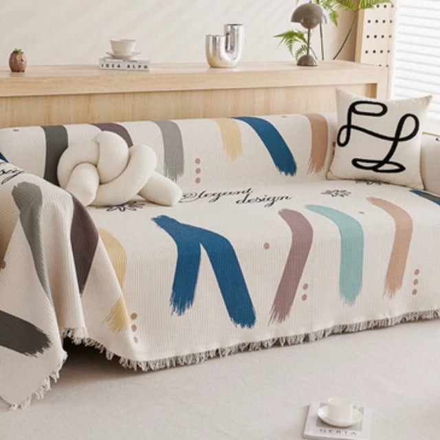 Lumiere Abstract Tasseled Sofa Cover