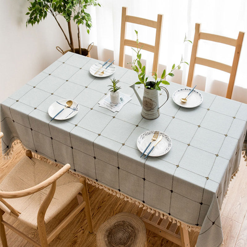 Waterproof Oil-resistant Rectangular Tablecloth Cotton Linen Wrinkle-resistant Tablecloth for Kitchen Dining Room Buffet Party