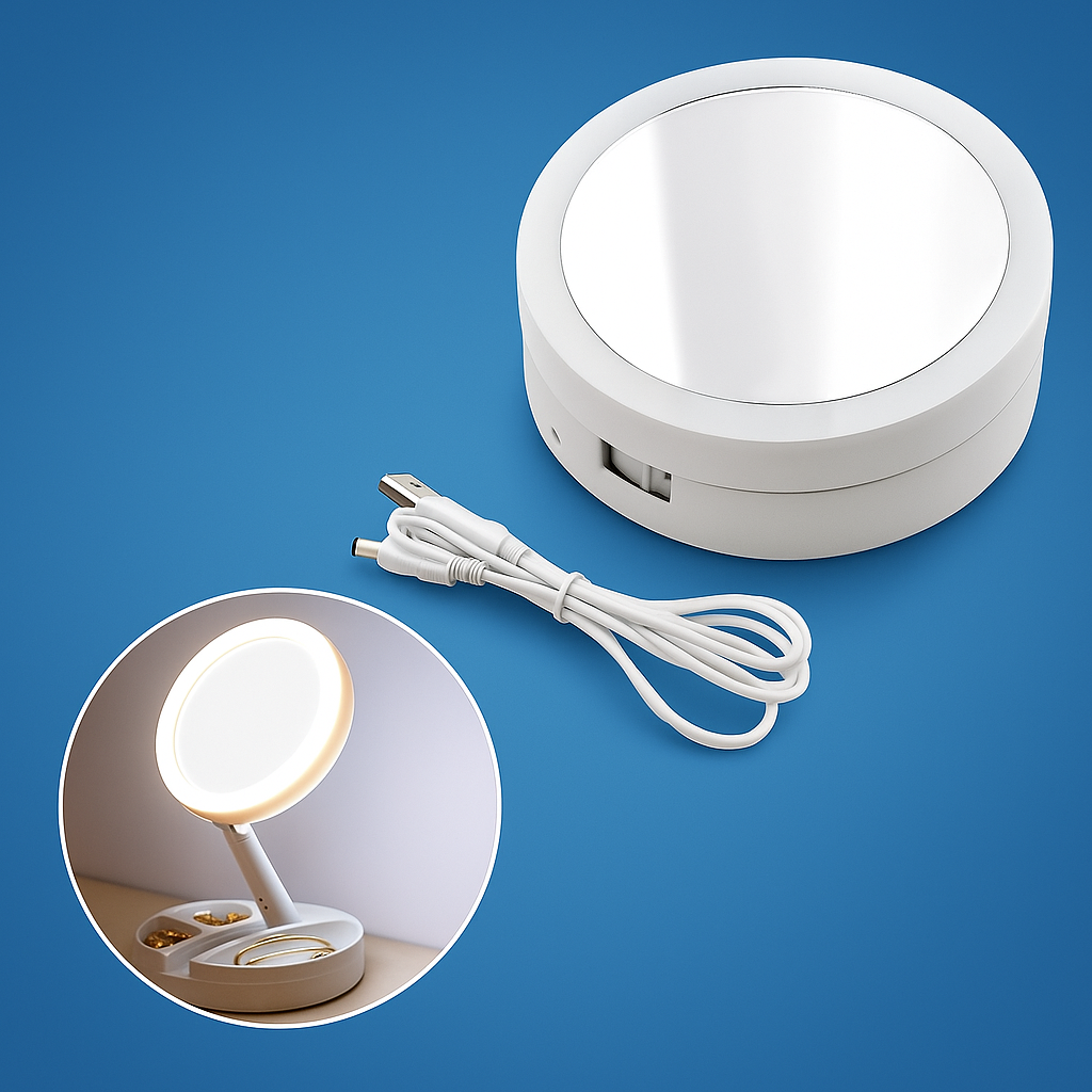 Sided Magnifying Mirror – LED Illumination – 10× Magnification – Makeup &amp; Tweezing