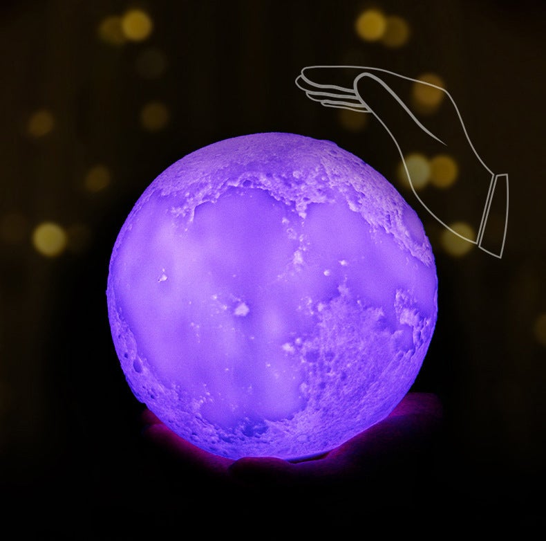Creative Mini Rechargeable 3D Printed Moon 1-Light LED Table Lamp
