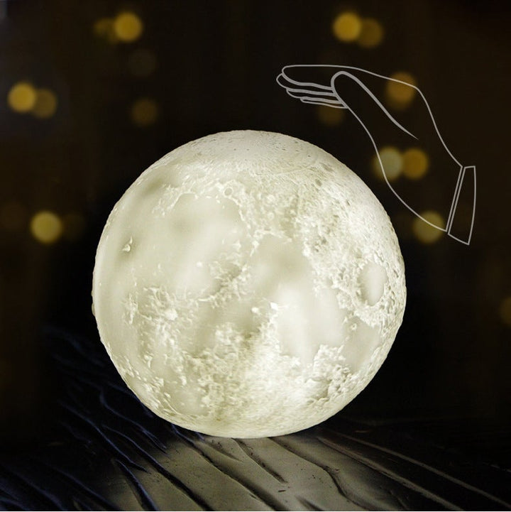 Creative Mini Rechargeable 3D Printed Moon 1-Light LED Table Lamp