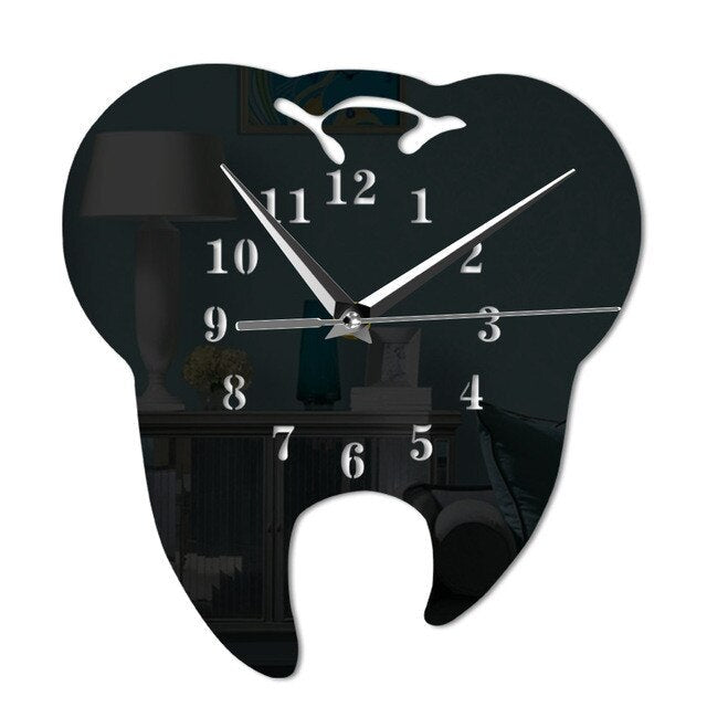 GlowDent - Mirror Wall Clock for Dental Hygiene