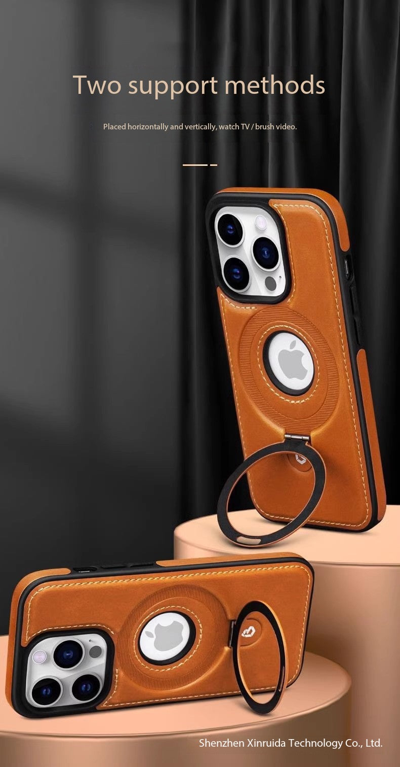 For 17ProMax Magnetic Bracket Phone Case High-end Business Leather Case