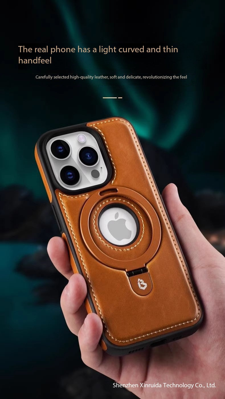 For 17ProMax Magnetic Bracket Phone Case High-end Business Leather Case