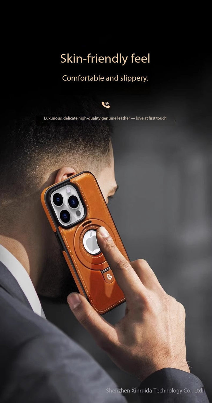 For 17ProMax Magnetic Bracket Phone Case High-end Business Leather Case