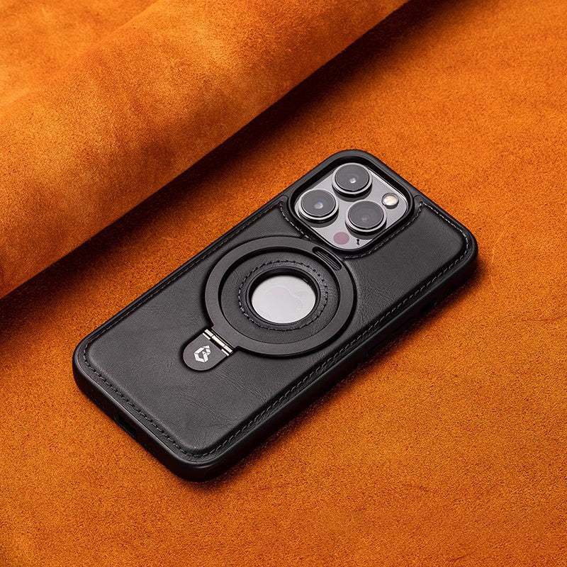 For 17ProMax Magnetic Bracket Phone Case High-end Business Leather Case