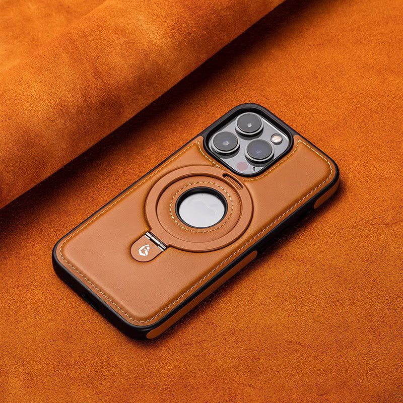 For 17ProMax Magnetic Bracket Phone Case High-end Business Leather Case