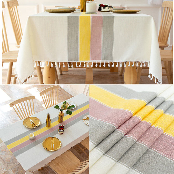 Waterproof Oil-resistant Rectangular Tablecloth Cotton Linen Wrinkle-resistant Tablecloth for Kitchen Dining Room Buffet Party