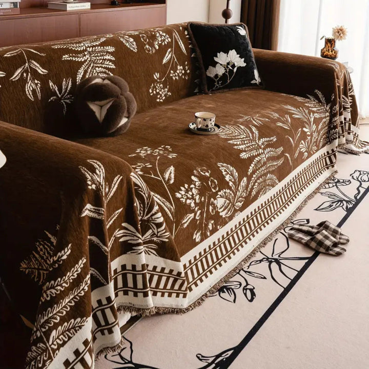 Foliage Floral Chenille Sofa Cover