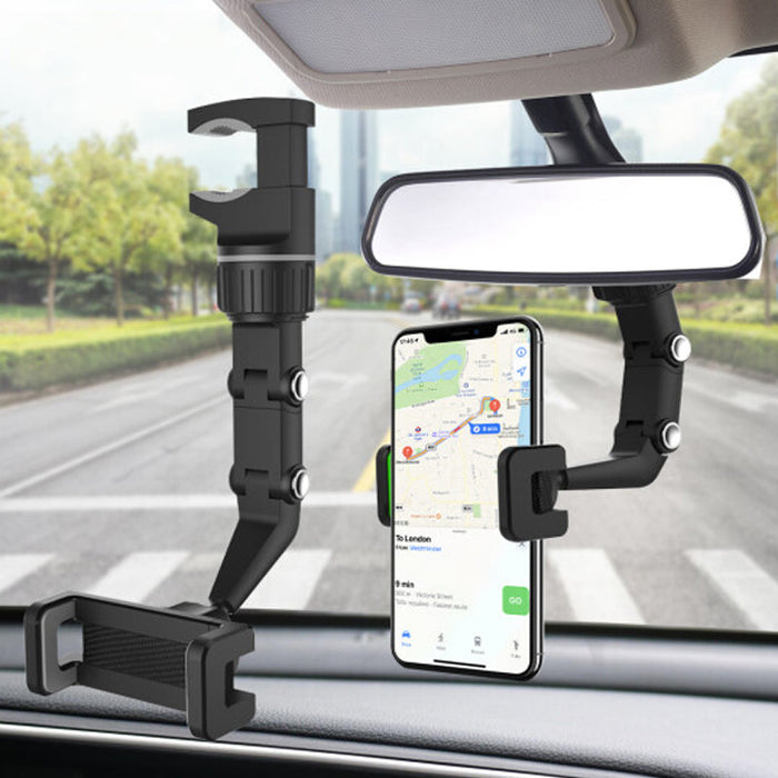 Multifunctional rearview mirror phone holder