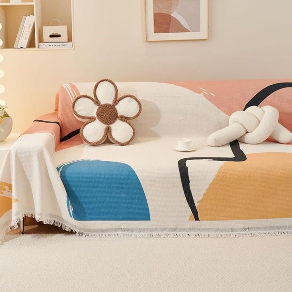 Lumiere Abstract Tasseled Sofa Cover