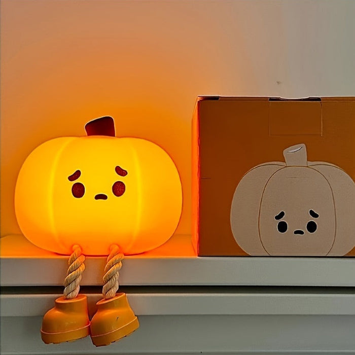 LED night light in the shape of a pumpkin, charged via USB