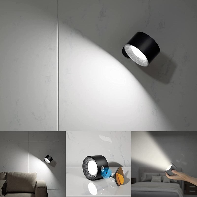 LED Wall Lights, Wall-mounted Lamps with Rechargeable Battery, 3 color Temperatures &amp; 3 Brightness Levels, 360° Rotatable Magnetic Ball, Wireless Wall Lights for Study, Reading, Nightstand