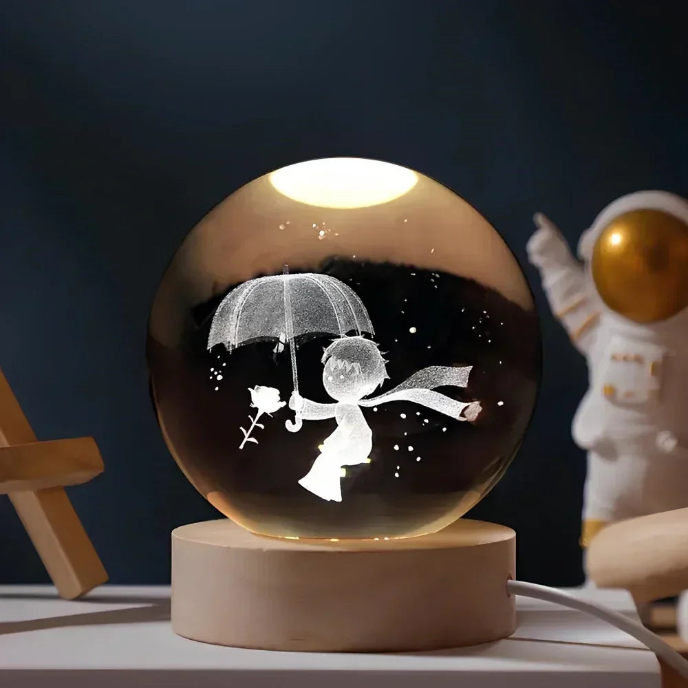 LED Night Light with 3D Crystal Sphere