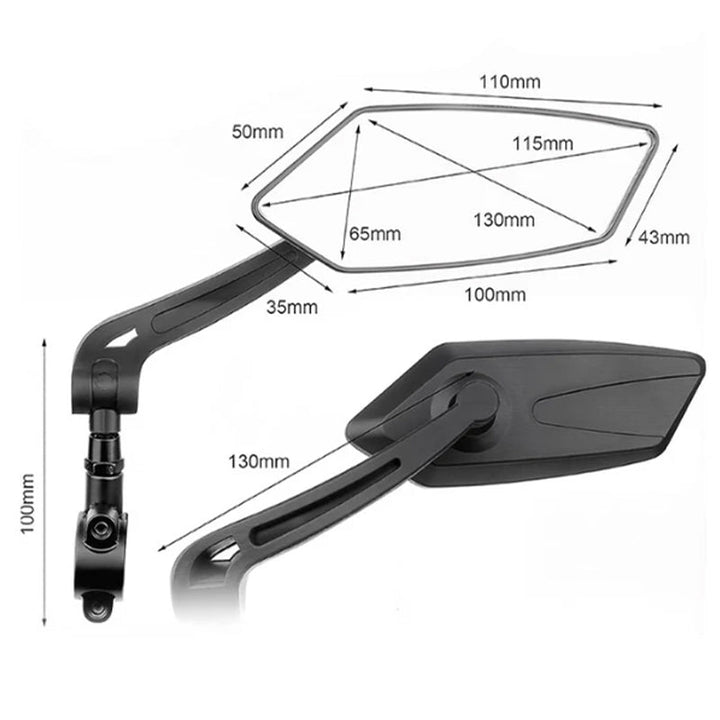 360° rotatable and adjustable bicycle rearview mirror