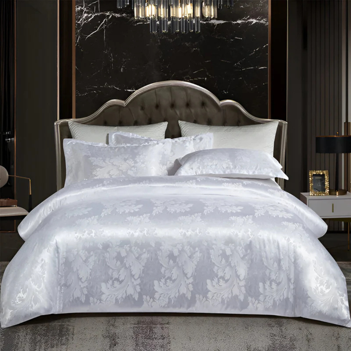 Satin Floral Bedding Set with Duvet Cover and Pillowcases