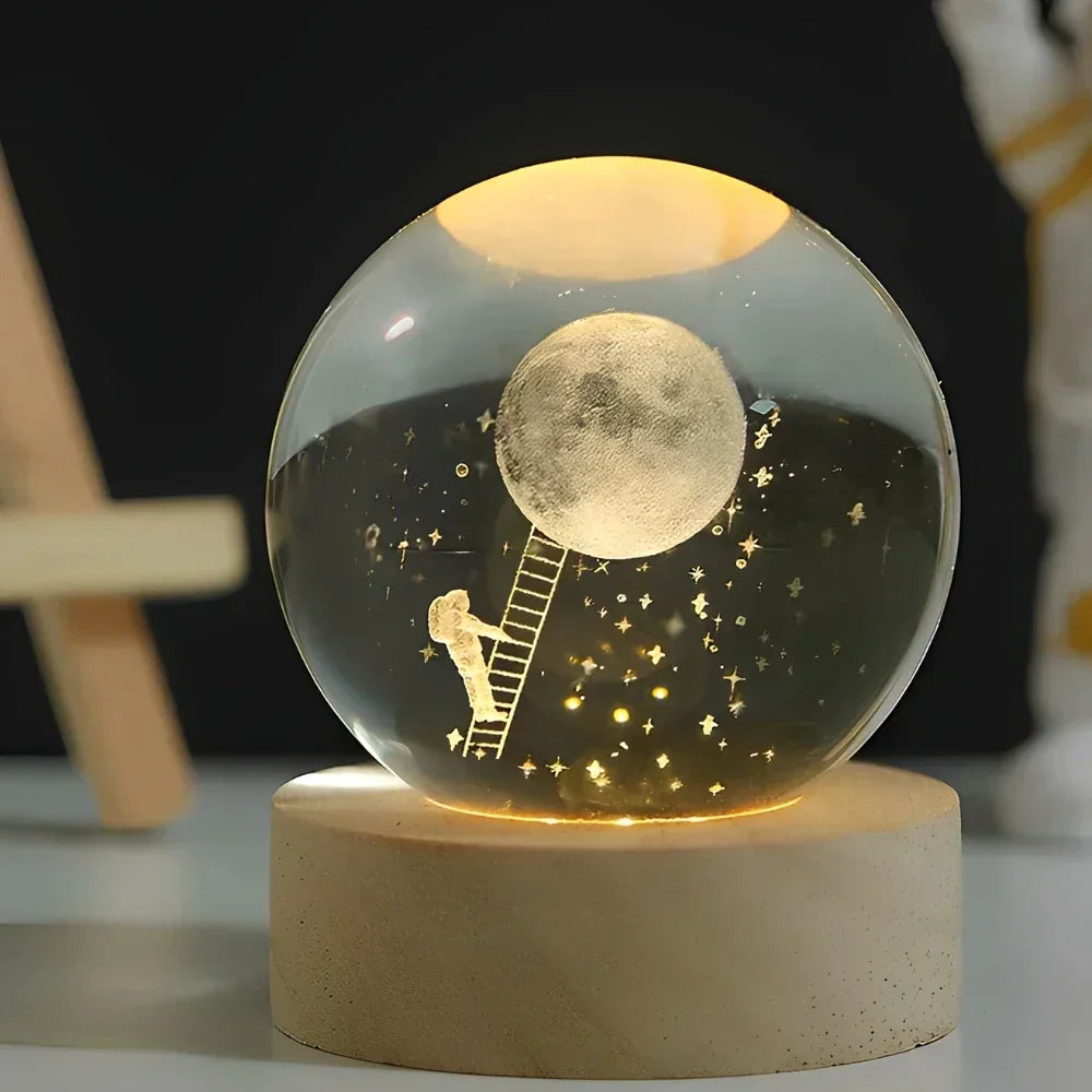 LED Night Light with 3D Crystal Sphere