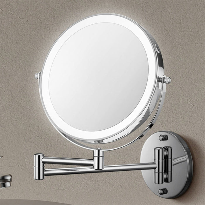 Rechargeable wall-mounted shaving mirror | 360° rotation. 1X/10X magnification and adjustable LED lighting for use in the bathroom