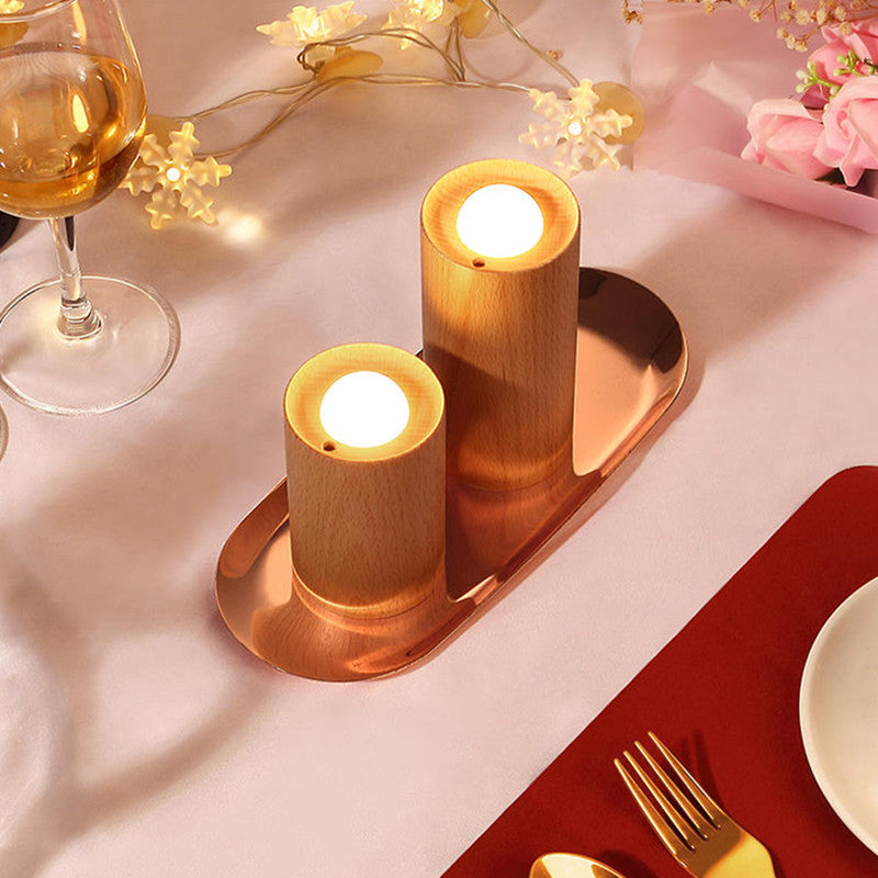 Wooden Creative Candlelight Airflow Blowing Control Night Light