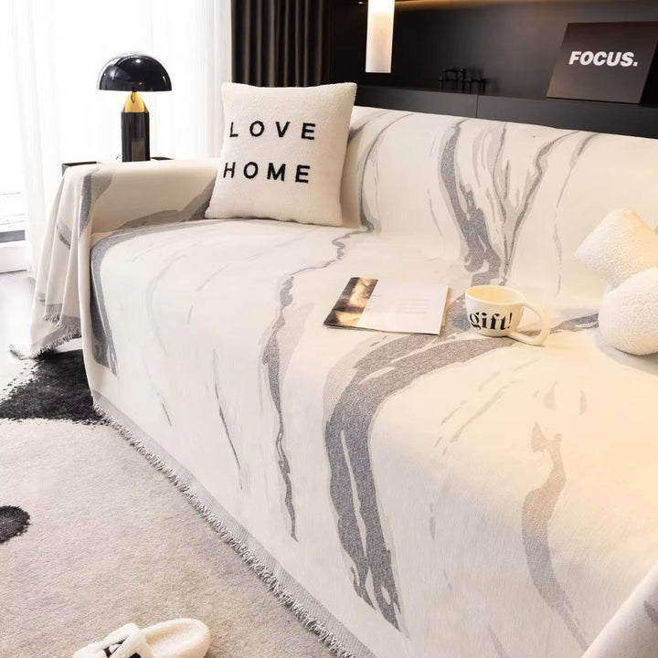 Abstract Brushstroke Chenille Sofa Cover