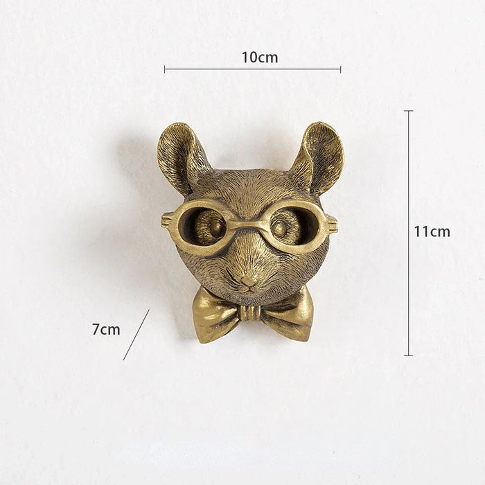 Antique Bronze Resin Animal Pendant Golden Deer Head Wall Storage Hook Background Wall Accessories Decorative Figures