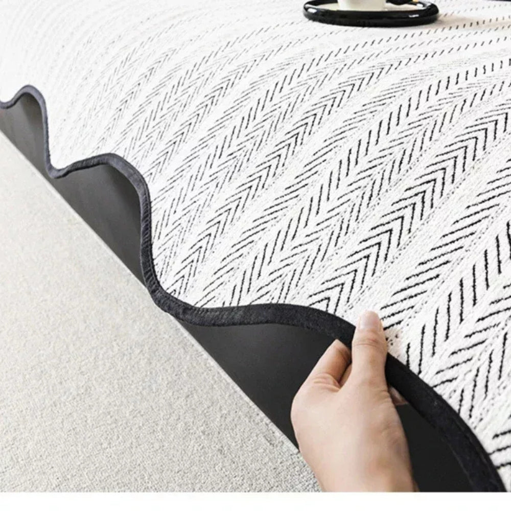 Aurivelle Herringbone Scallop Edge Sofa Cover
