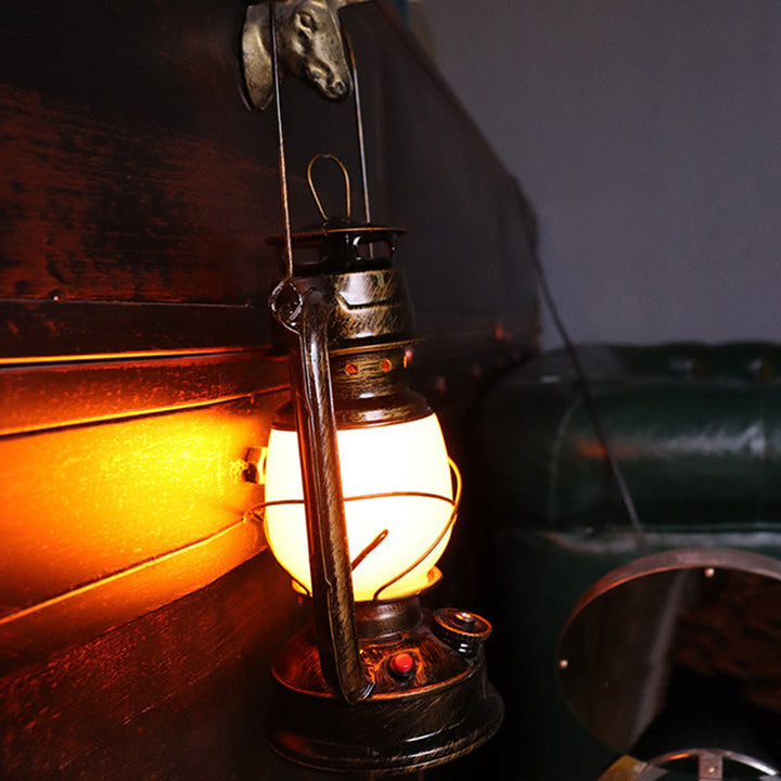 Traditional Vintage Round Horse Lamp Iron Acrylic LED Table Lamp for the Living Room