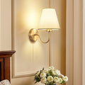 Contemporary Nordic Round Curved Rod Iron Fabric Shade 1-Light Wall Light Lamp for Living Room
