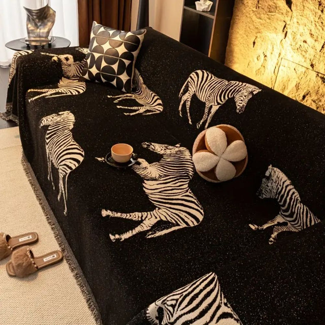 Black Stride Zebra Sofa Cover