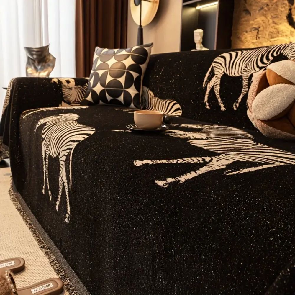 Black Stride Zebra Sofa Cover