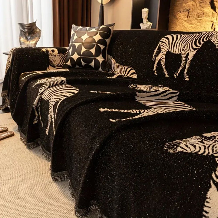 Black Stride Zebra Sofa Cover