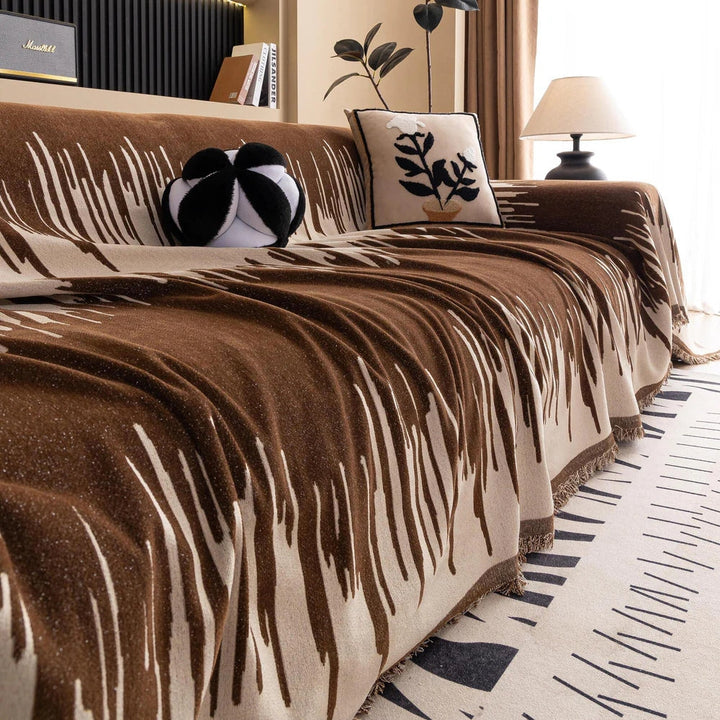 Brushstroke Vertical Pattern Chenille Sofa Cover