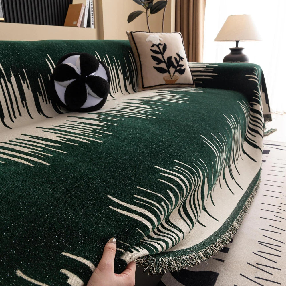 Brushstroke Vertical Pattern Chenille Sofa Cover