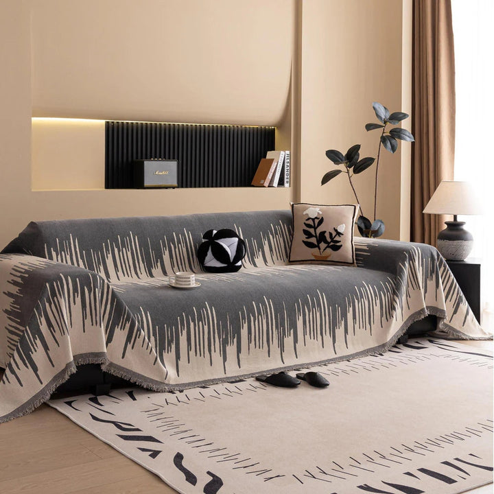 Brushstroke Vertical Pattern Chenille Sofa Cover