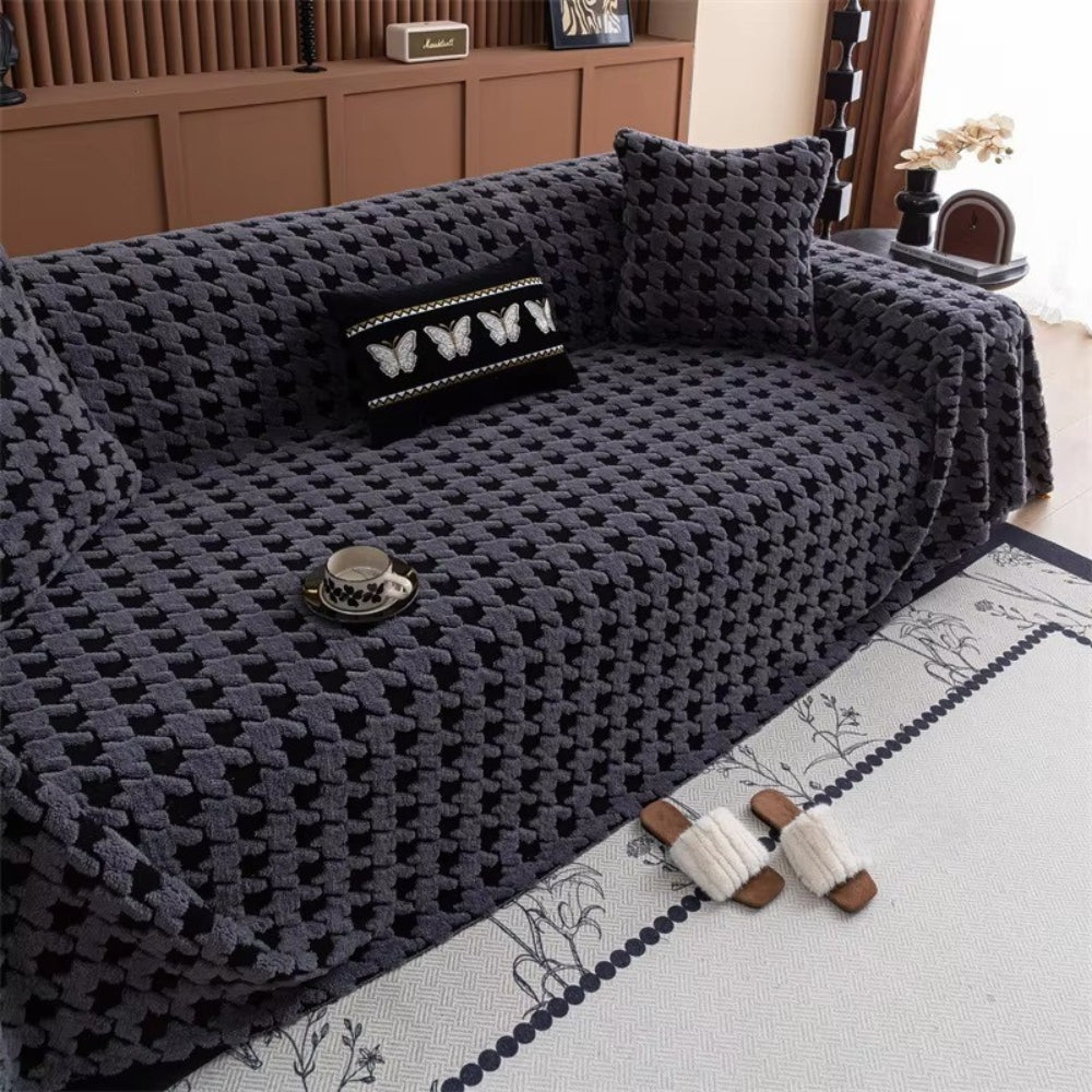 Cavalli Houndstooth Plush Sofa Cover