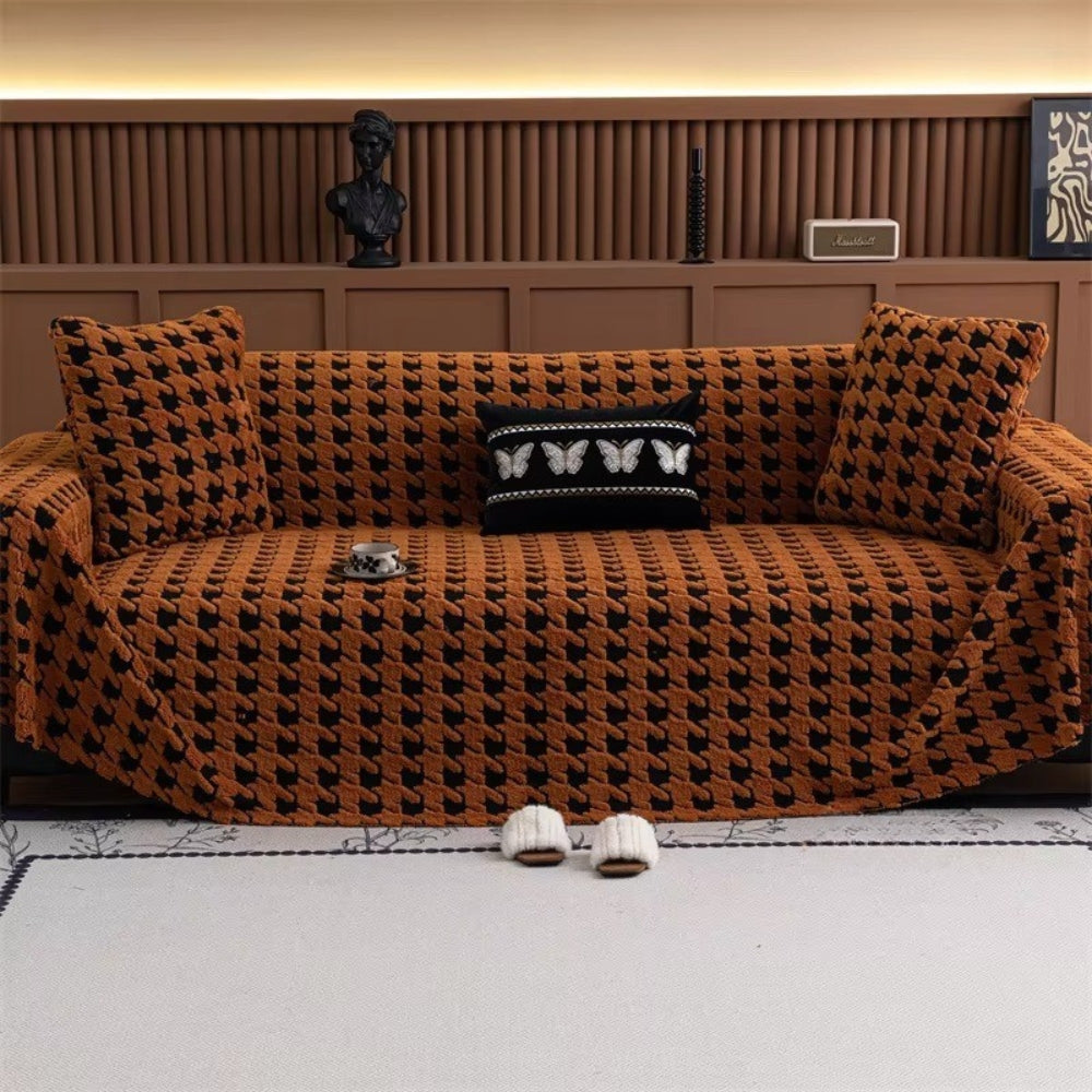 Cavalli Houndstooth Plush Sofa Cover