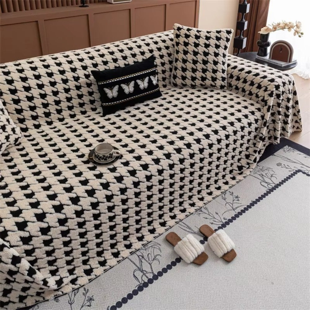 Cavalli Houndstooth Plush Sofa Cover