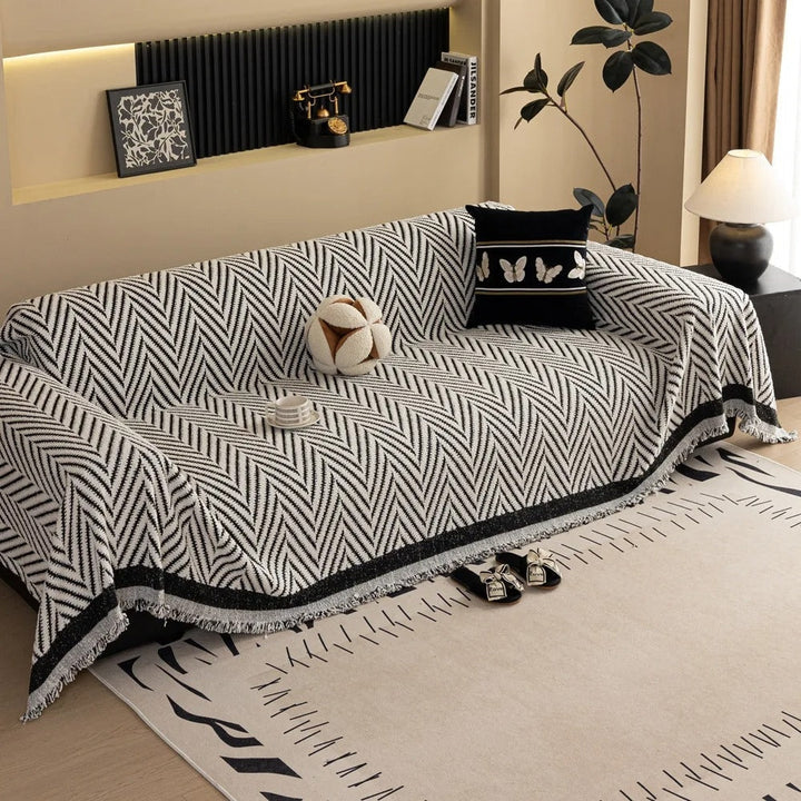 Chevron Herringbone Tassel Sofa Cover