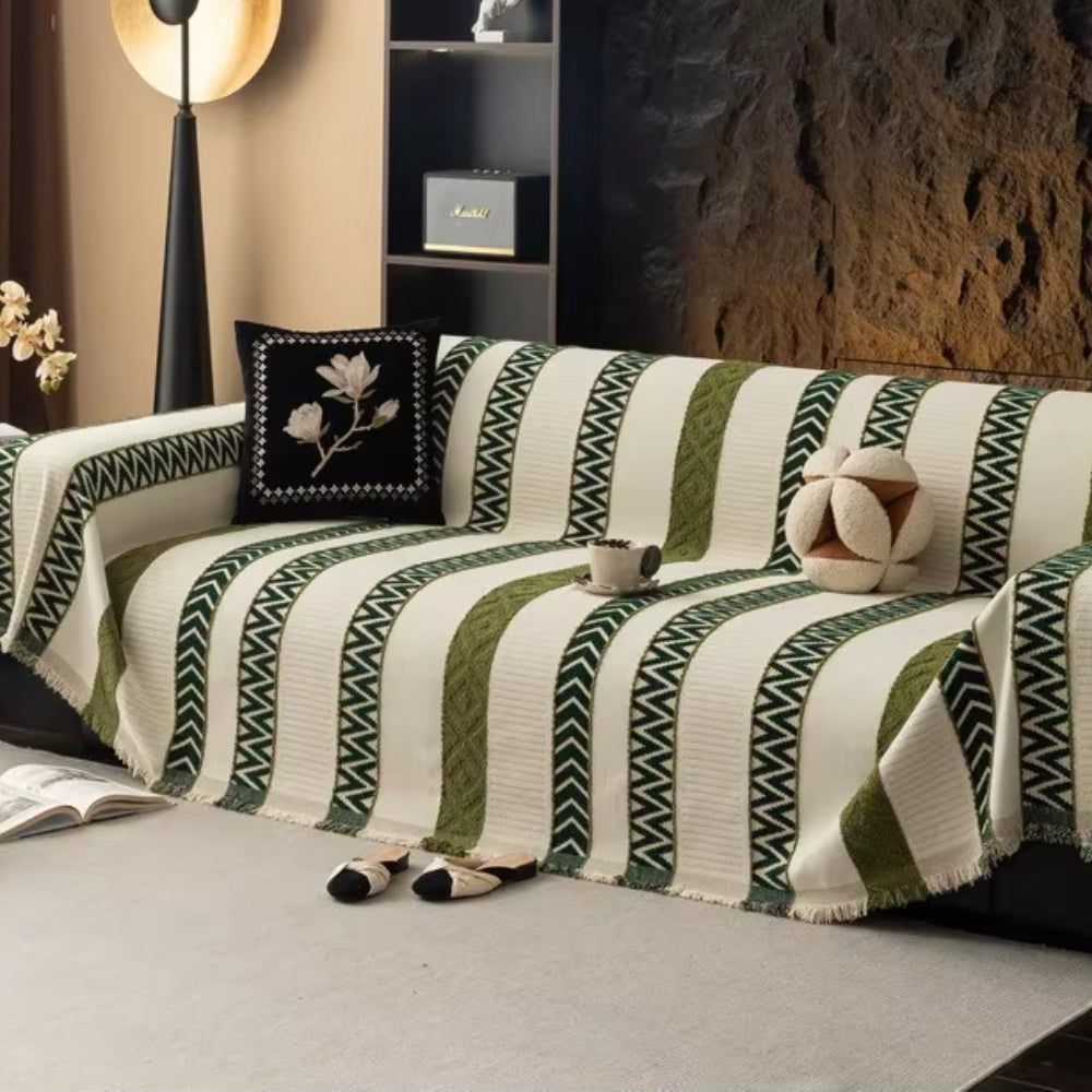 Chevron Pattern Chenille Sofa Cover