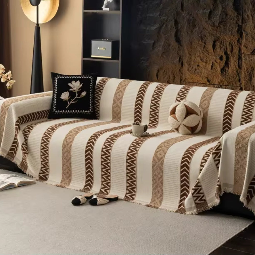 Chevron Pattern Chenille Sofa Cover