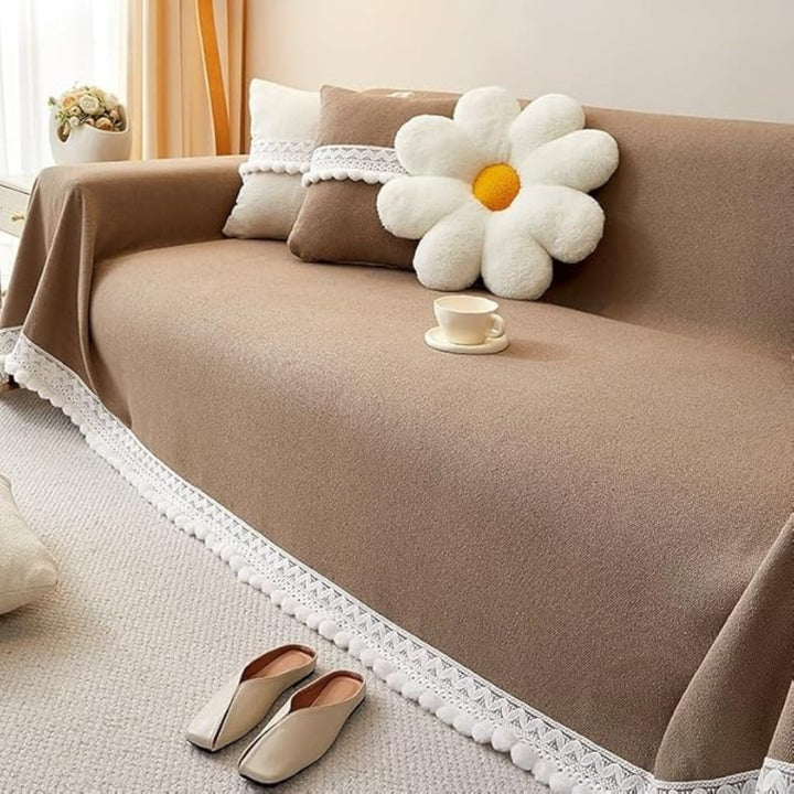 Classic Chenille Lace Edge Sofa Cover